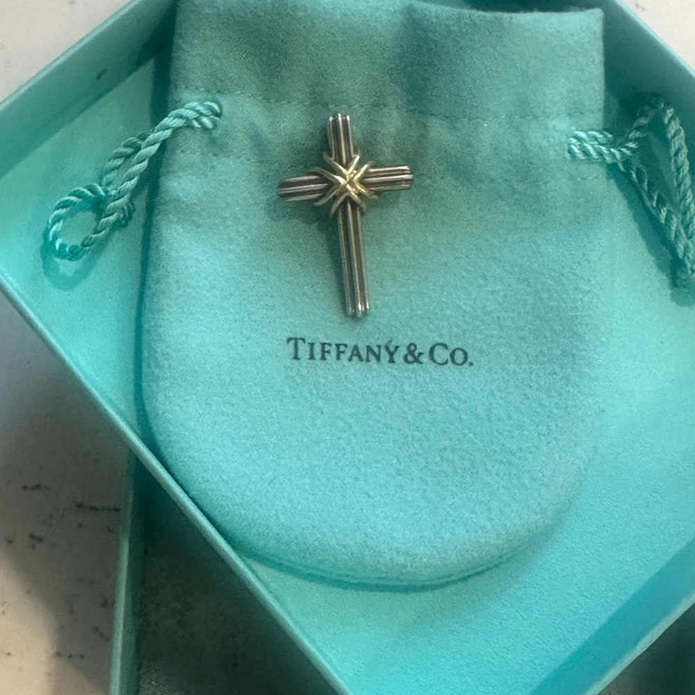 Tiffany & Co. Gold and Silver Cross Pendant and earrings set